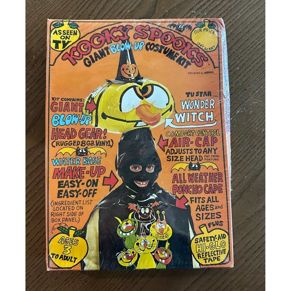 Vintage 1980 Kooky Spooks Wonder Witch Giant Blow-Up Costume Kit New Sealed